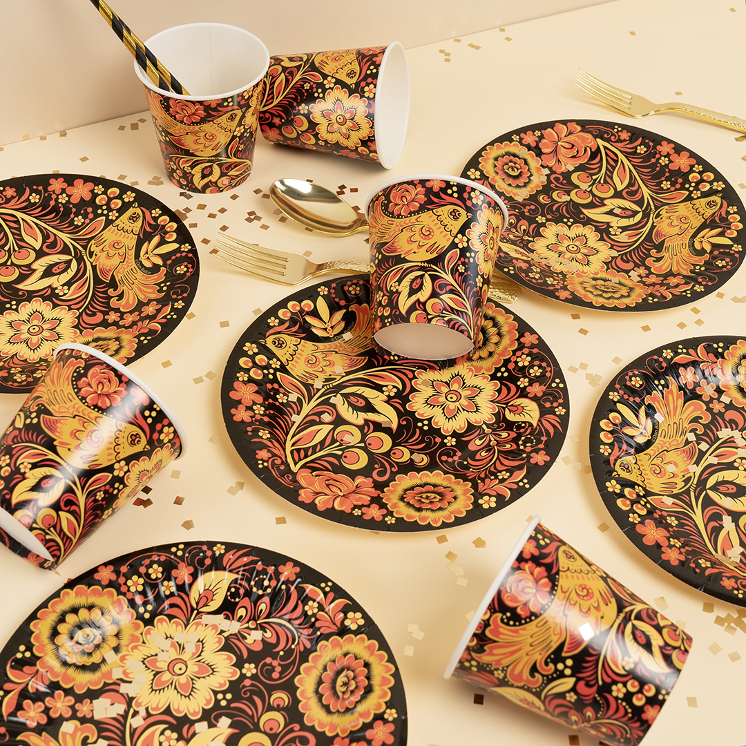 Тарелки (7''/18 см) Хохлома, 6 шт.