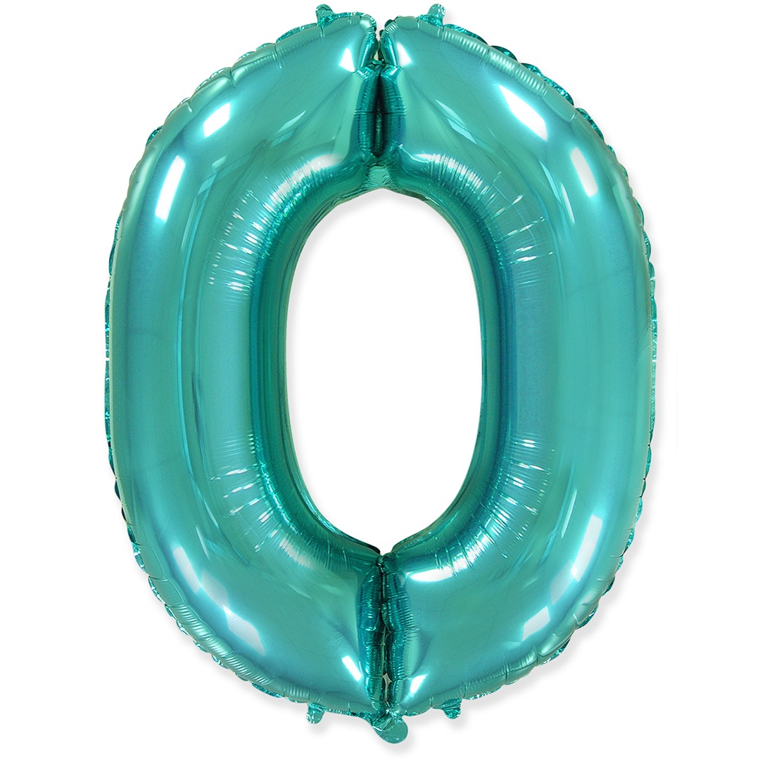 Шар (40''/102 см) Цифра, 0, Тиффани, 1 шт. в уп.