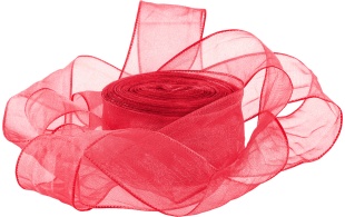 Лента органза (2,5 см*9,14 м) Нежная грация, Красный, 1 шт.