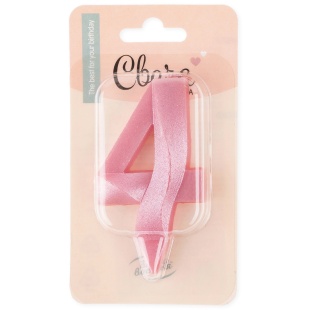 Свеча Цифра, 4 Грани, Розовый, 7 см, 1 шт.