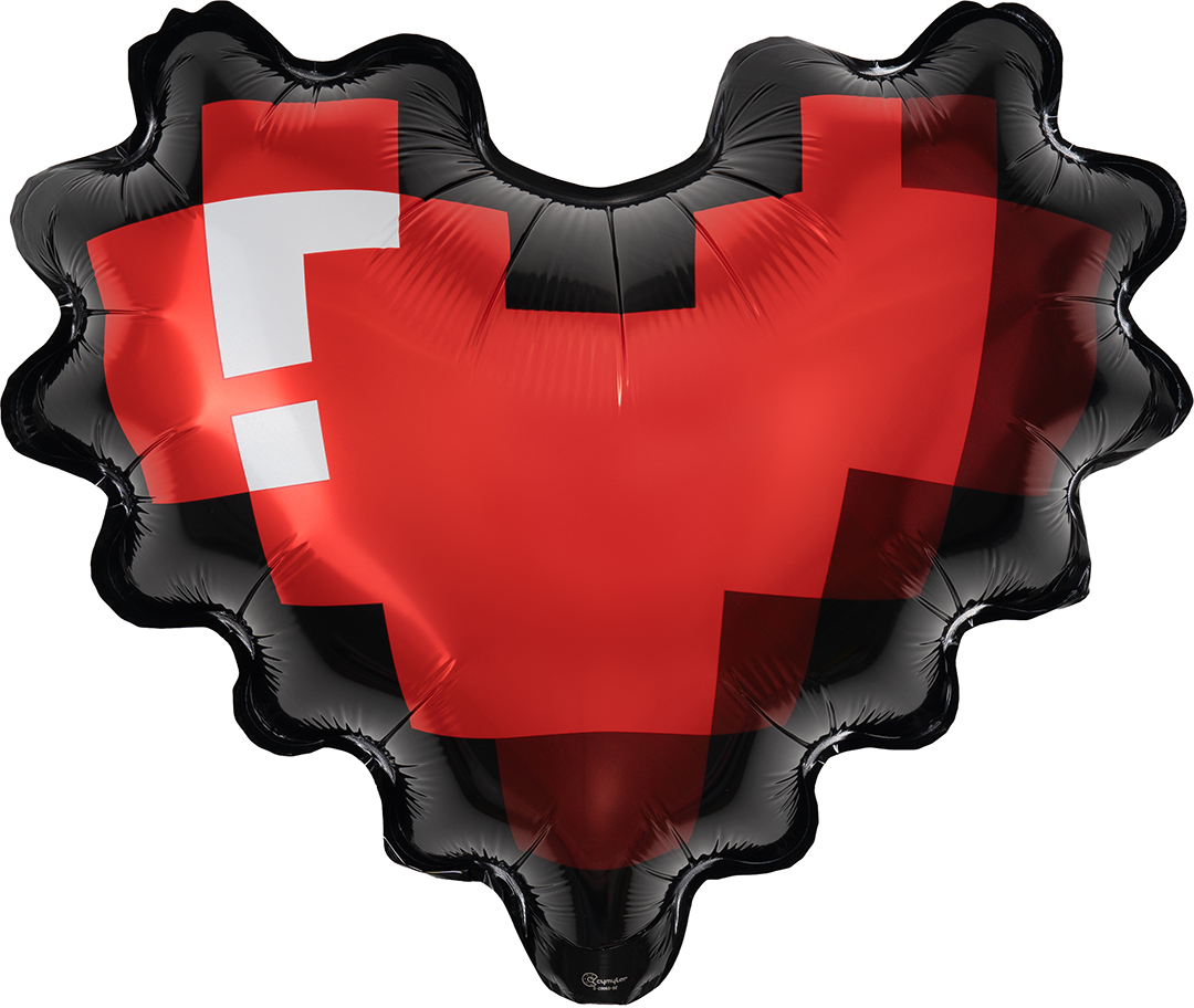 Шар (20''/51 см) Сердце, Пиксельное сердце, Красный, 1 шт.