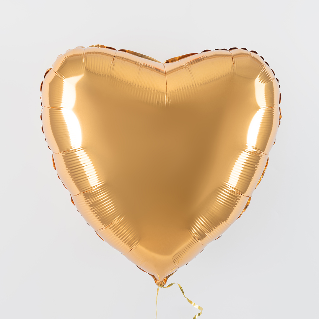 Шар (22''/56 см) Сердце, Золото, 1 шт. в уп.