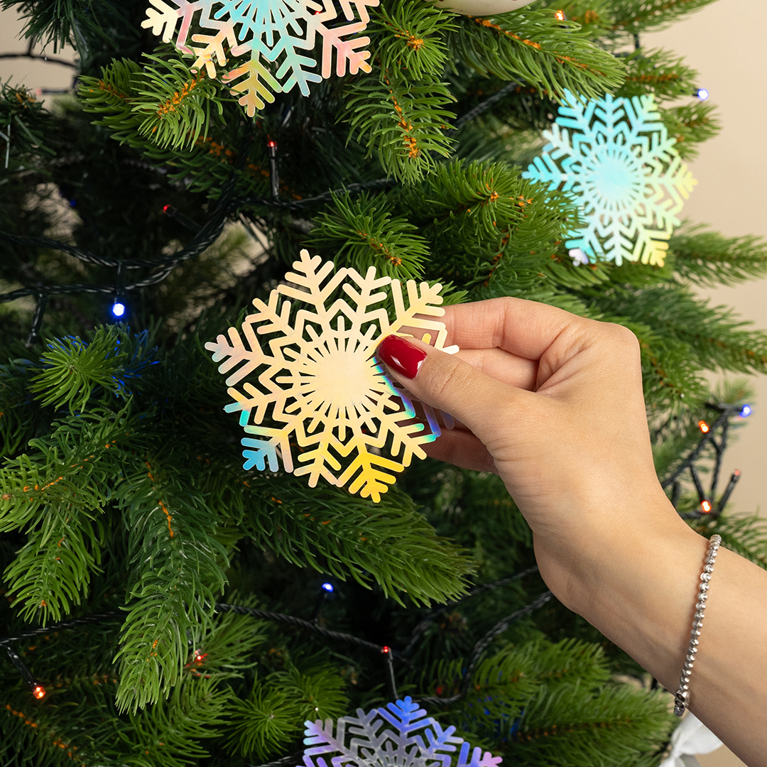 Декоративное украшение Волшебные снежинки, 9 см, Серебро, Голография, 8 шт.