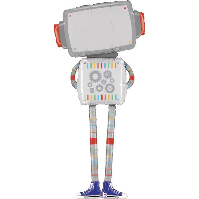 Шар 3D (62''/157 см) Ходячая Фигура, Робот с подарком, 1 шт. в уп.