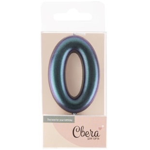 Свеча Цифра, 0, Фантом, Хамелеон, 4*6 + 2,5 см, 1 шт. с держат.