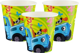 Стаканы (250 мл) Синий трактор, С Днем Рождения!, Зеленый, 6 шт.
