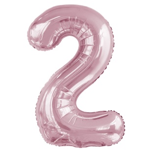Шар (34''/86 см) Цифра, 2 Slim, Светло-розовый, 1 шт. в уп.