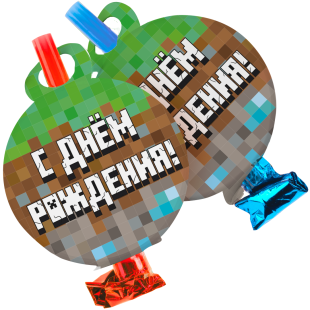 Карнавальные язычки гудки, Пиксели, 11 см, 6 шт. в упак. 