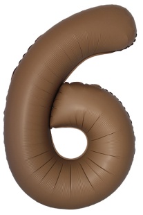 Шар (40''/102 см) Цифра, 6 Slim, Шоколад, Матовый, 1 шт. в уп.
