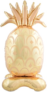 Шар 3D (59''/150 см) Фигура на подставке, Ананас, Золото, 1 шт. в уп.