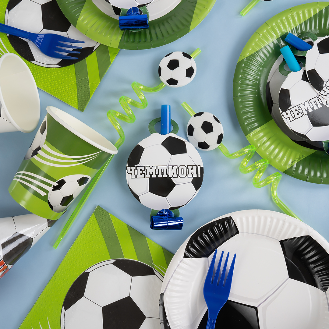 Карнавальные язычки гудки, Футбол, 11 см, 6 шт. в упак. 