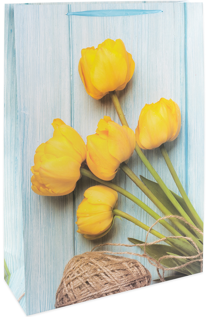 Пакет подарочный, 210гр, Желтые тюльпаны, 72*50*18 см, 1 шт.