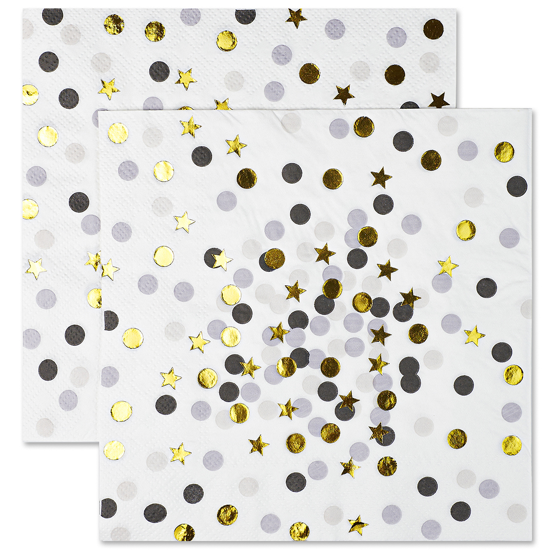 Сервировочные салфетки, Конфетти, Стильный микс, Металлик, 33*33 см, 12 шт.