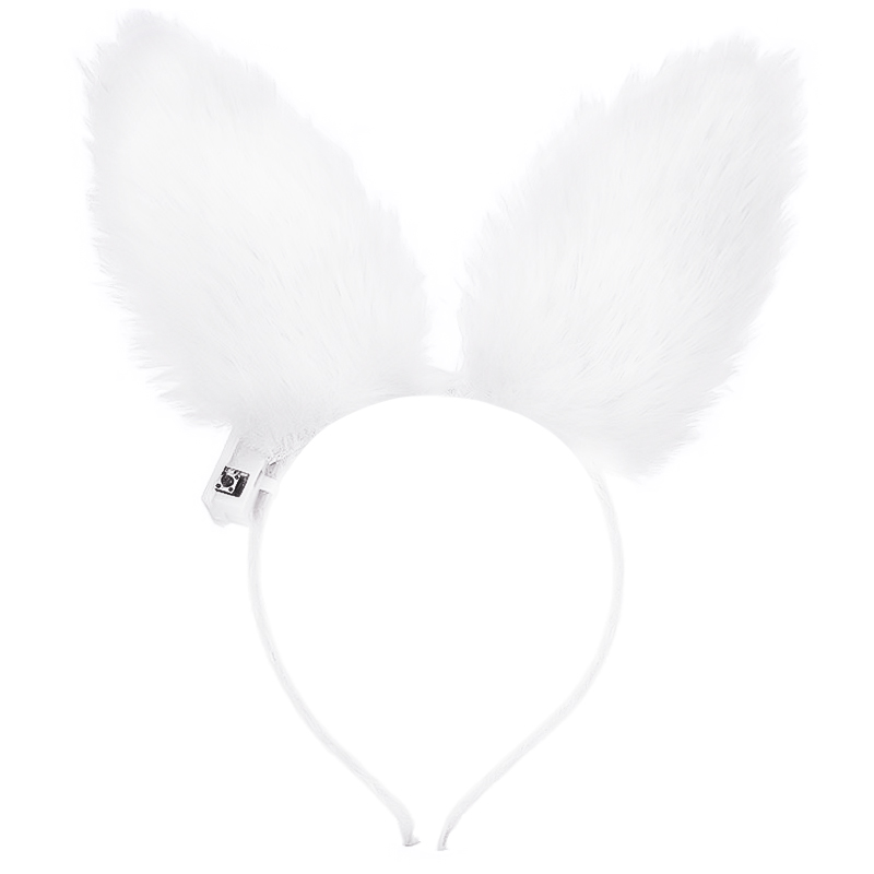 Светодиодный ободок, Зайка, Пушистые ушки, Белый, 1 шт. 