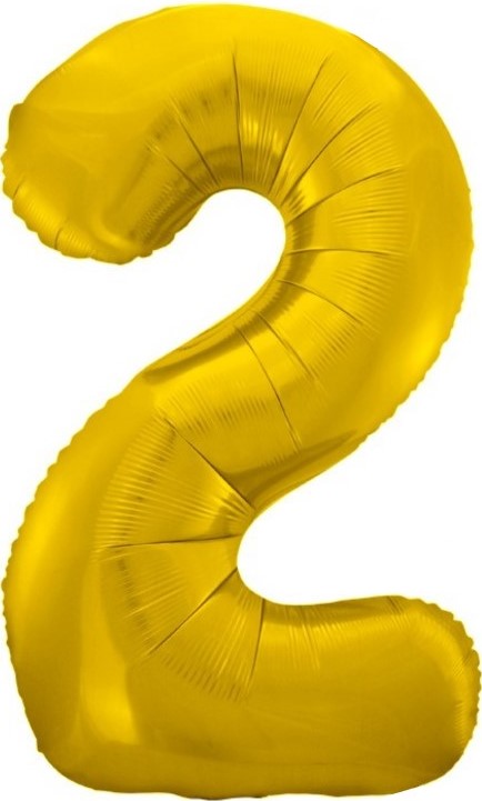 Шар (34''/86 см) Цифра, 2, Золото, 1 шт. в уп.