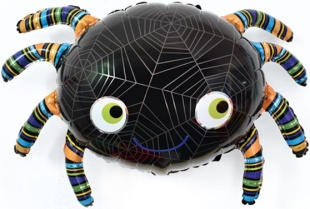 Шар с клапаном (14''/36 см) Мини-фигура, Паук, Черный, 1 шт.