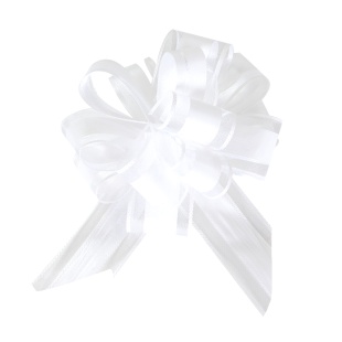 Текстильный бант Шар, Широкая полоса, Белый, 15 см, 1 шт. в упак. 