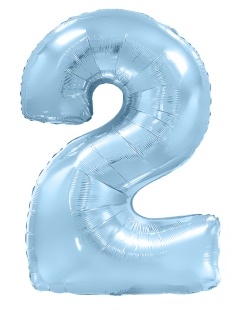 Шар (40''/102 см) Цифра, 2, Голубой, Макарунс, 1 шт. в уп.