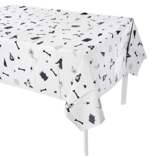 Скатерть одноразовая, Мрачная стори, Хэллоуин, Белый/Черный, 137*183 см, 1 шт.