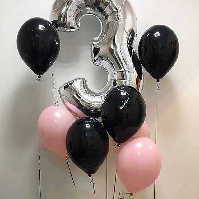 Шар (40''/102 см) Цифра, 3, Серебро, 1 шт.