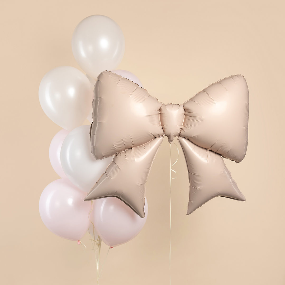 Шар (39''/99 см) Фигура, Бант, Кремовый, 1 шт. в уп.