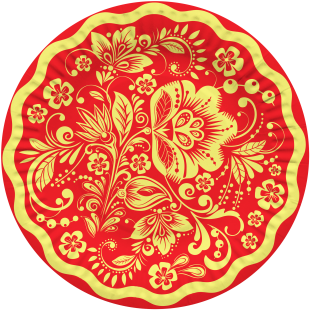 Тарелки (7''/18 см) Золотая роспись, Красный, 6 шт.