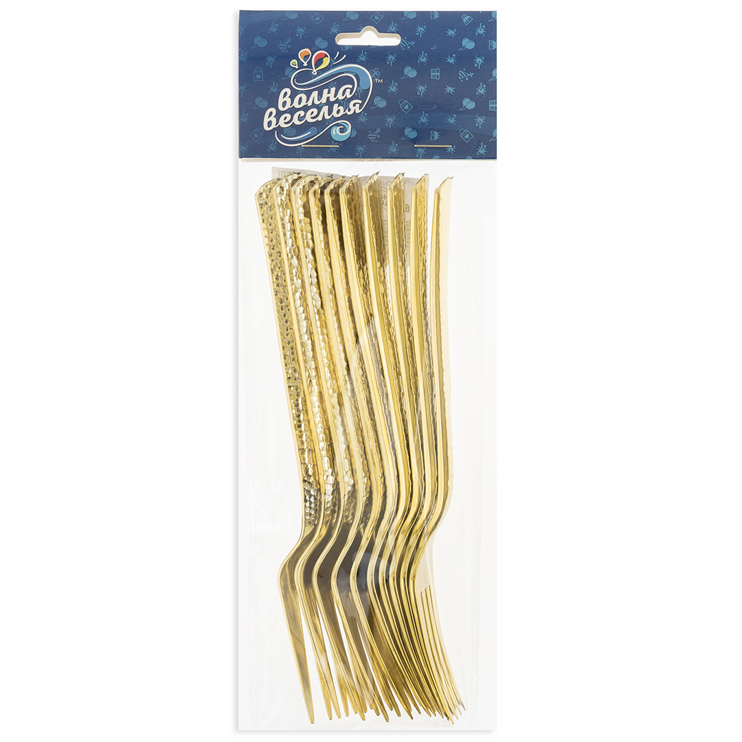 Вилки, Арт Деко, Золото, Металлик, 18,5 см, 10 шт. в упак.