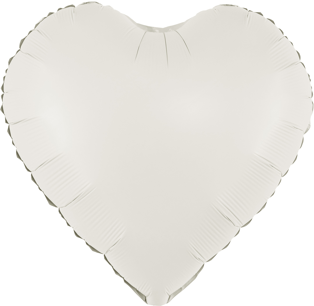 Шар (30''/76 см) Сердце, Белый, Сатин, 1 шт. в уп.