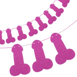 Гирлянда на Девичник, Фуксия, с блестками, 10 шт.*15 см, 3 м, 1 упак.