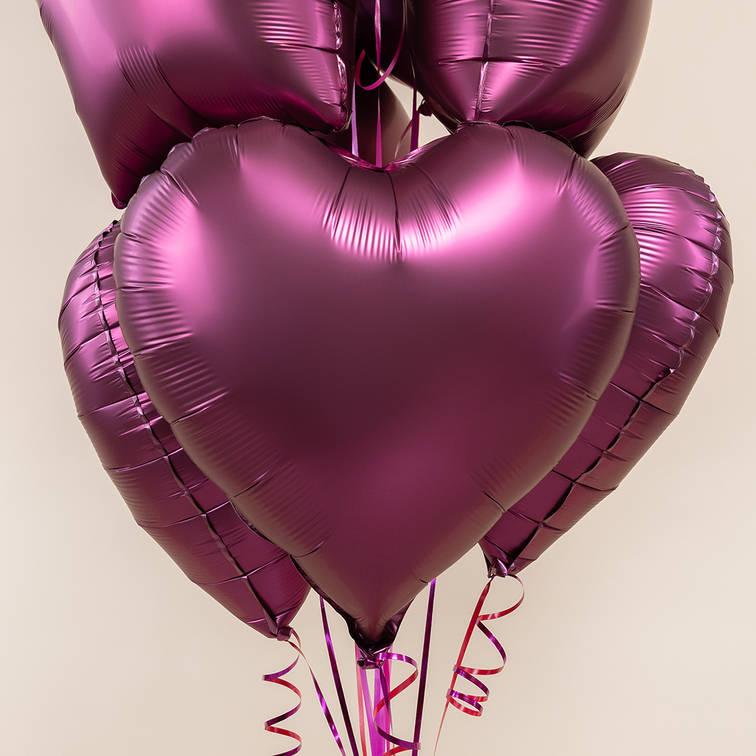 Шар (18''/46 см) Сердце, Бургундия, Сатин, 1 шт.