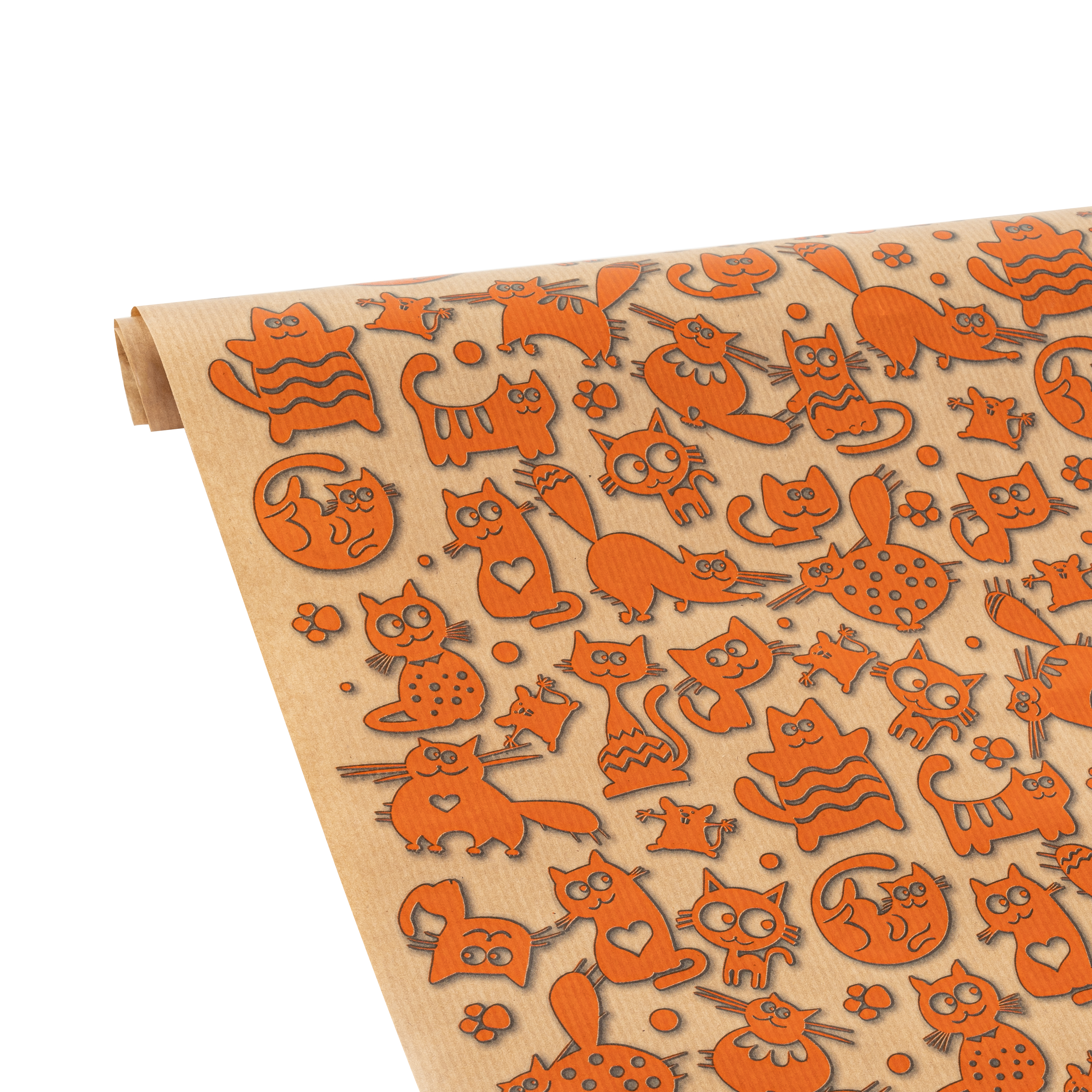 Упаковочная бумага, Крафт (0,7*1 м) Кошки-мышки, 1 шт.
