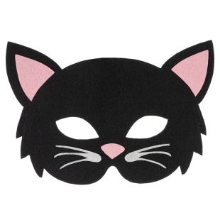 Маска карнавальная, из фетра, Котик, Черный, 17*11 см, 1 шт. 
