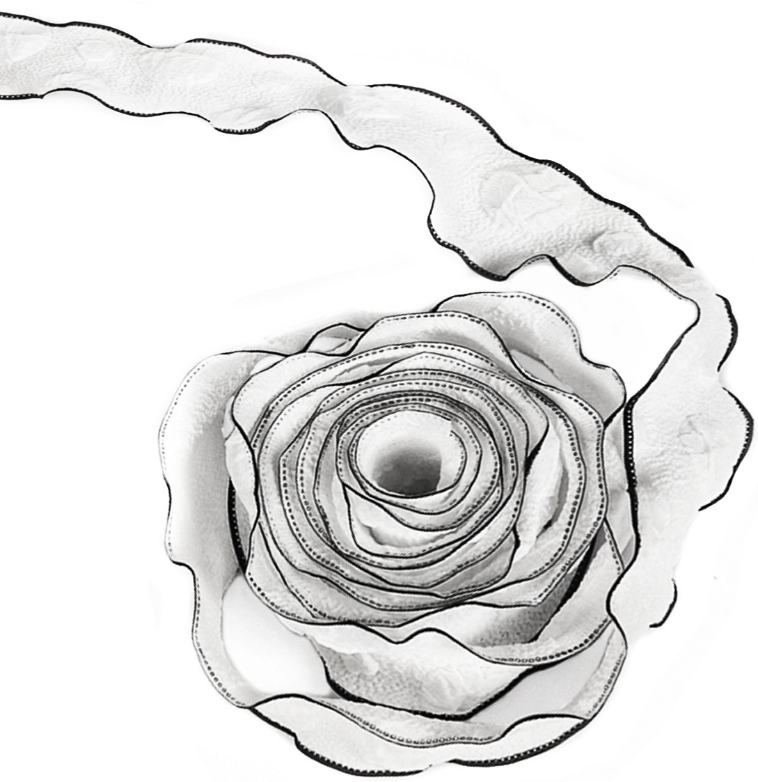 Лента тканевая (4 см*9,14 м) Элегантная волна, Белый/Черный, 1 шт.