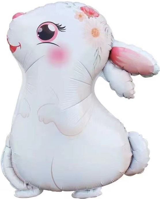 Шар (28''/71 см) Фигура, Милый зайка, Белый, 1 шт.