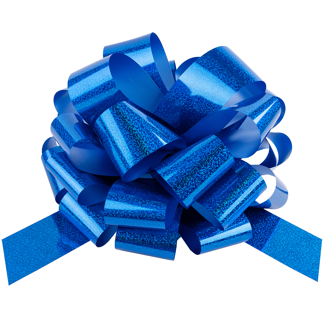 Бант Шар, Синий, Голография, 36 см, 1 шт. в упак. 
