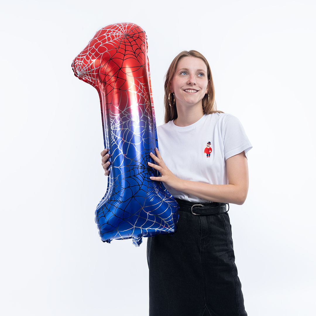 Шар (40''/102 см) Цифра, 1 Героическая тема, Красный/Синий, 1 шт. в уп.