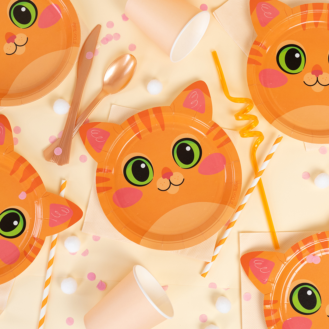 Тарелки (7''/18 см) Объемные Ушки, Котик, 6 шт.