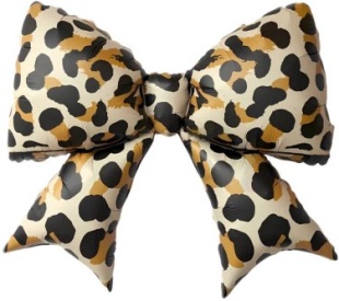 Шар (34''/86 см) Фигура, Бант, Леопардовый принт, 1 шт.