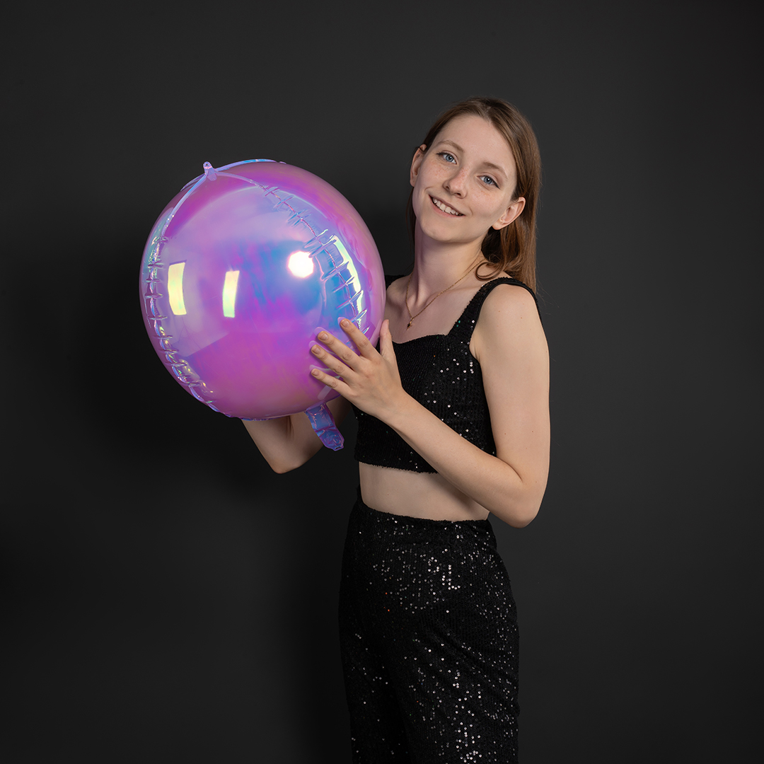 Шар 3D (22''/56 см) Сфера, Сиреневый, Хамелеон, 1 шт. в уп.