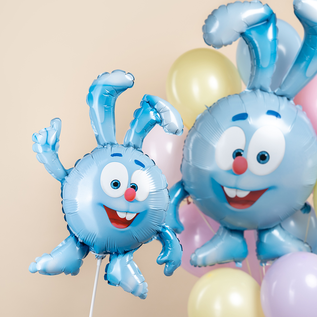 Шар с клапаном (17''/43 см) Мини-фигура, Смешарики, Крош, 5 шт. в уп.