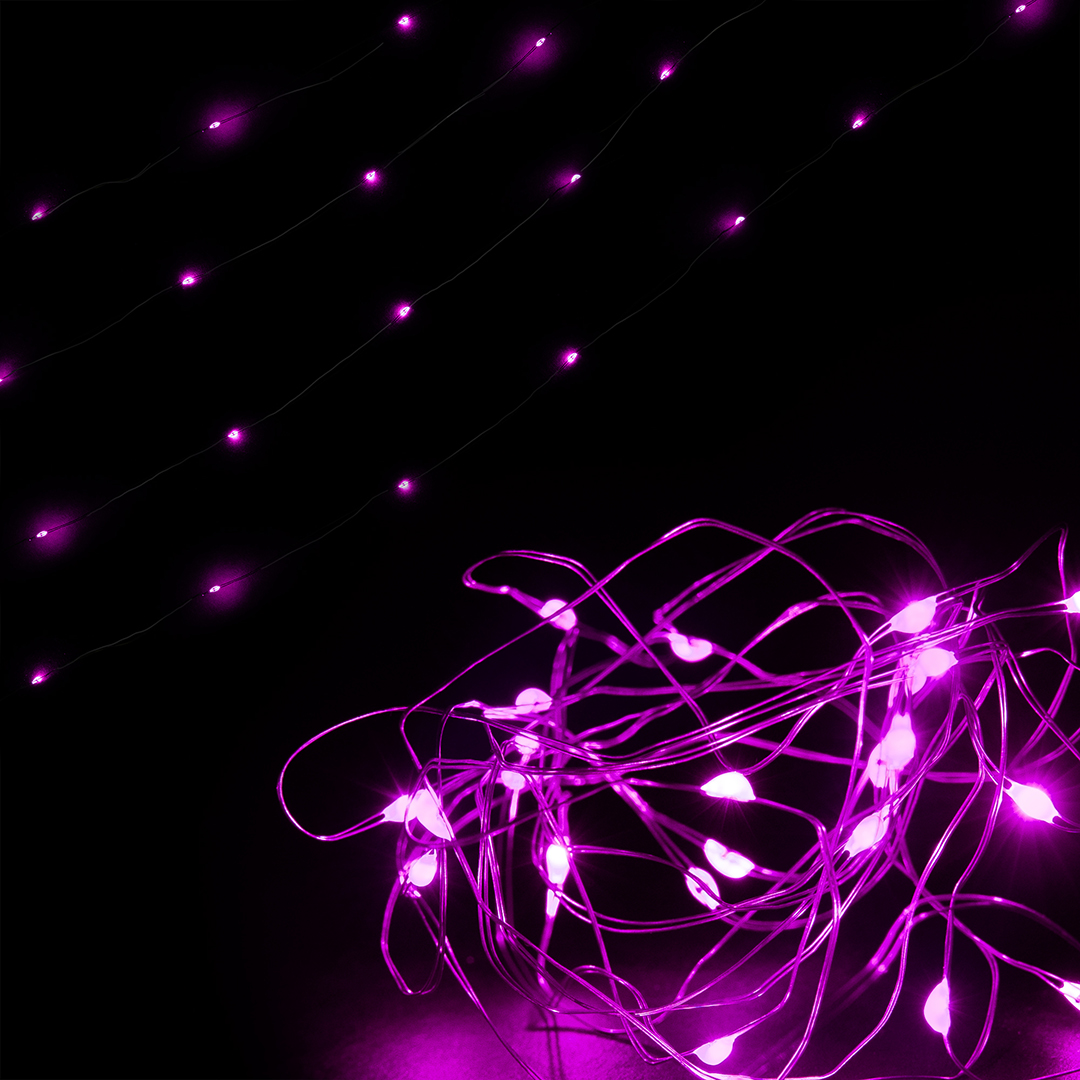 Светодиодная гирлянда, Роса 30 Led, IP14, 3 м. Розовый, 1 шт.