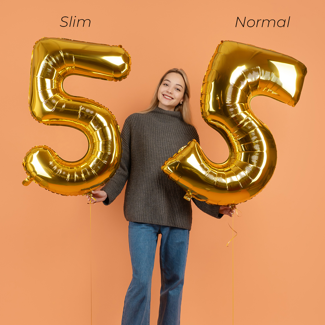 Шар (40''/102 см) Цифра, 5 Slim, Золото, 1 шт.