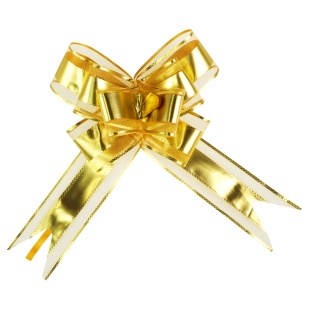 Текстильный бант Бабочка, Широкая полоса, Золото, Металлик, 15 см, 10 шт. в упак. 