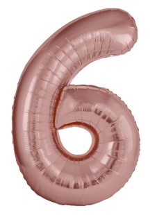 Шар (40''/102 см) Цифра, 6 Slim, Розовое Золото, Металлик, 1 шт. в уп.