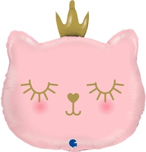 Шар (14''/36 см) Мини-фигура, Котенок Принцесса, Розовый, 1 шт.