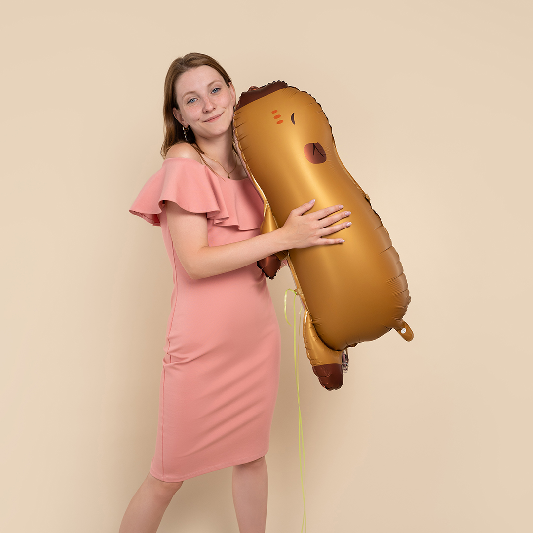 Шар 3D (33''/84 см) Фигура, Капибара, Сатин, 1 шт. в уп.