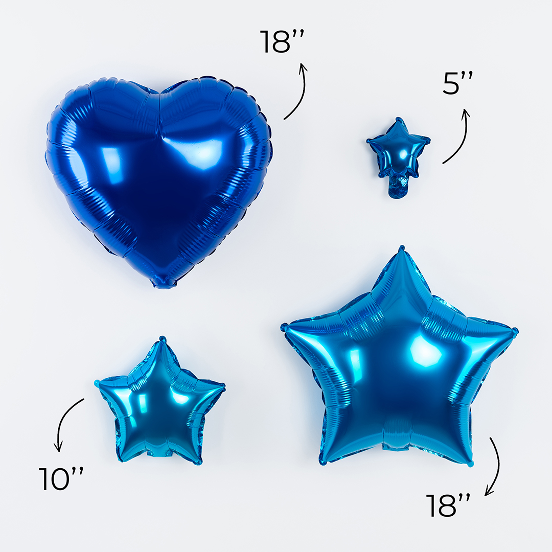 Шар с клапаном (10''/25 см) Мини-звезда, Синий, Металлик, 1 шт.