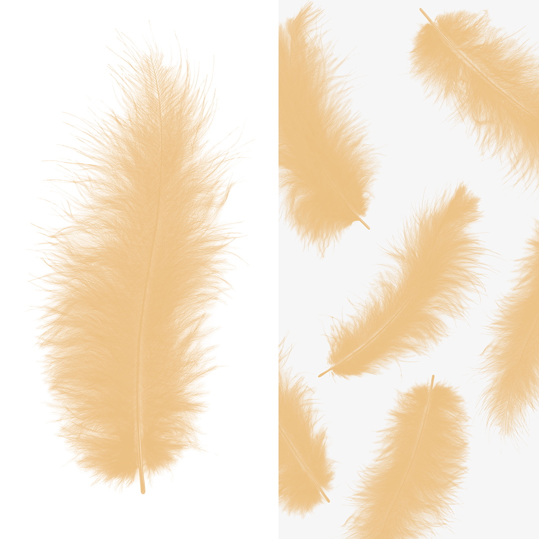 Перья, Премиум, Персиковый, 12-15 см, 30 шт.