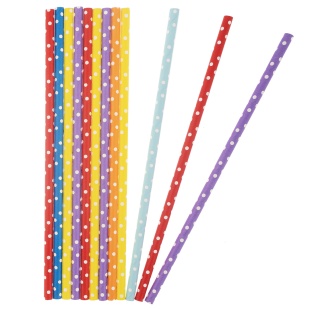 Трубочки для коктейлей, Точки, Ассорти/Белый, 12 шт. в упак. 