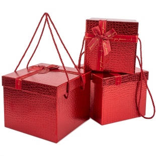 Набор коробок Кожа крокодила, Красный, Металлик, 20*20*17 см, 2 шт. в упак. 